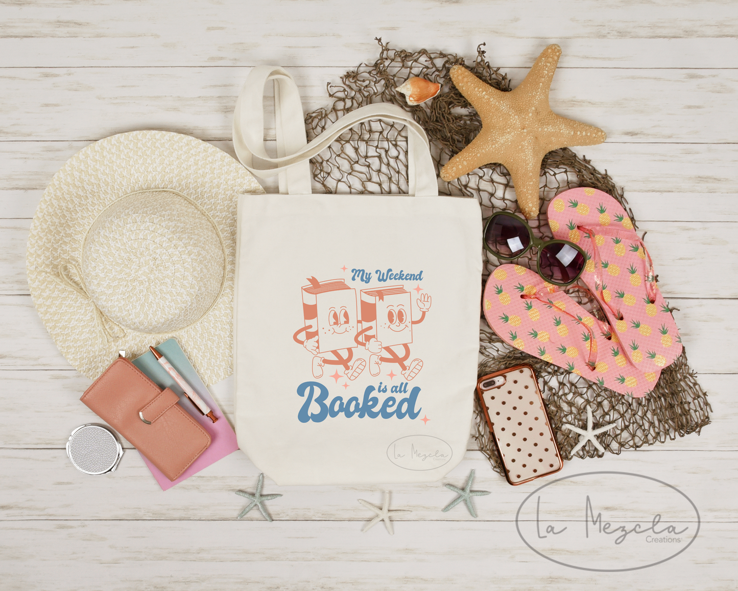 My Weekend is All Booked Beach Tote, Reusable Canvas Style Shopping Bag, Polyester Eco Friendly Tote