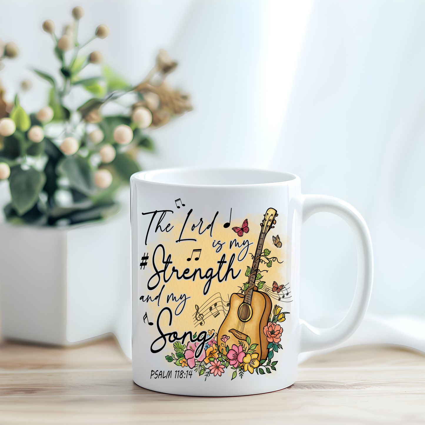 The Lord is My Strength and My Song Coffee Tea Mug, Psalm 118:14 Mug, Spiritual Mug, Religious Mug, Coffee Cup, Tea Cup